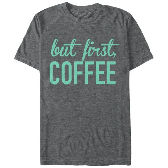 Women's CHIN UP First Coffee Boyfriend Graphic Tee Charcoal Heather 2X Large