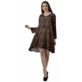 thumbnail image 3 of Moomaya Rayon Flared Dress For Womens Long Sleeve Printed V-Neck Casual Beach Dress For Girls, 3 of 7