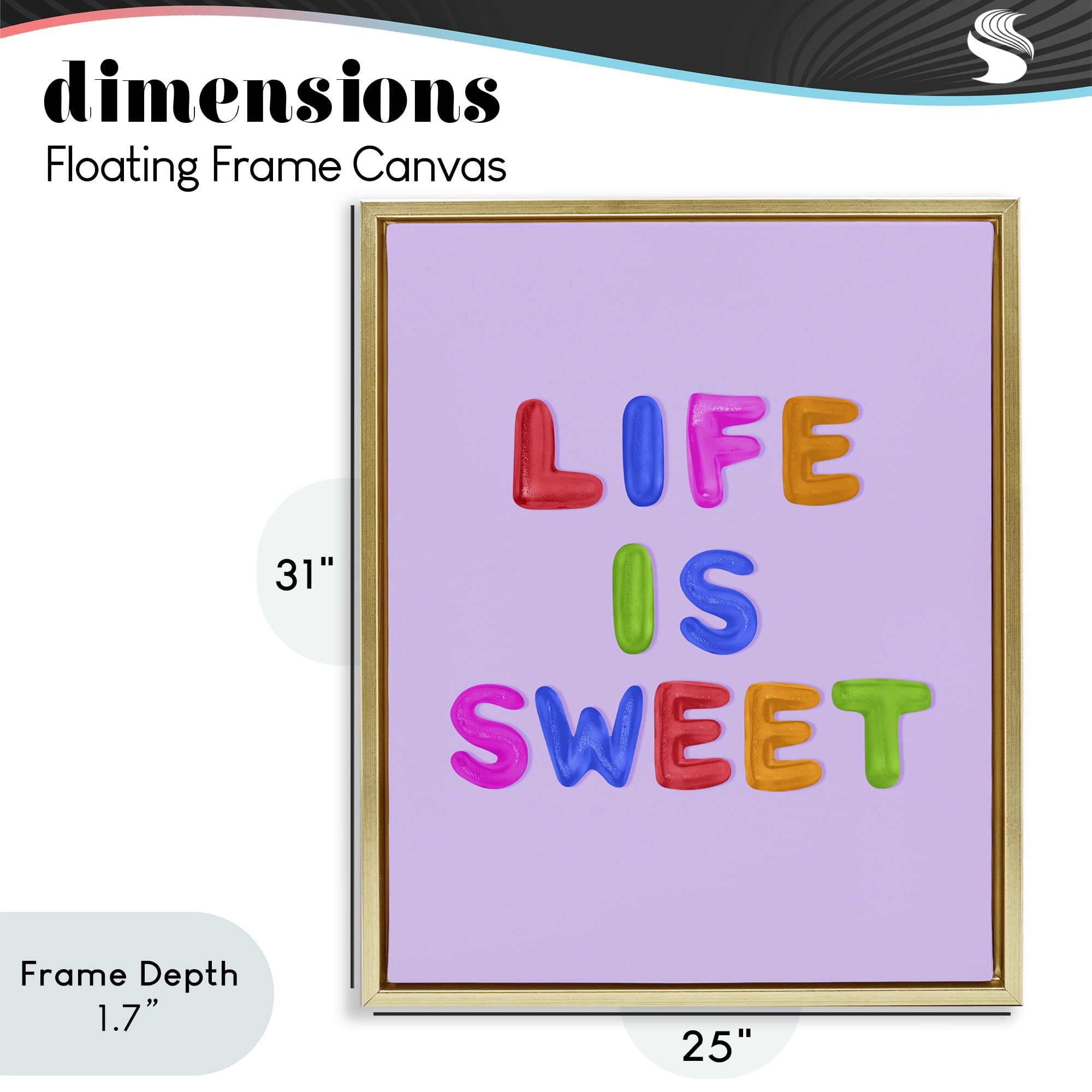 Stupell Industries Life Is Sweet Gummies Gold Framed Floater Canvas Wall Art, design by LISH Creative