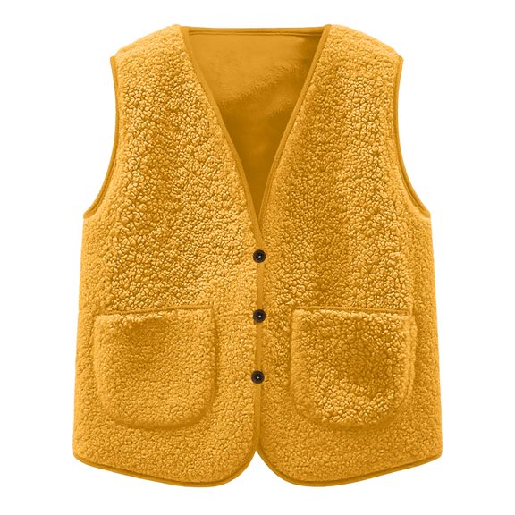 WXFAZCVU Kids Fleece Vest Girls Fashion Sleeveless Jacket Button Down Outerwear Going Out Size 7-8 Years