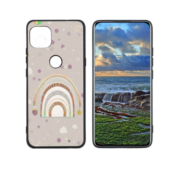 Boho-rainbow-3 Phone Case, Degined for Moto One 5G Ace Case Men Women, Flexible Silicone Shockproof Case for Moto One 5G Ace