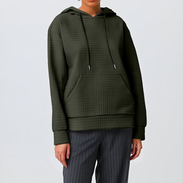 IMENGL Hoodies trendy knit drawstring pullover, Green M, Size M-3XL