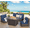 Blue, variant on GAILDON 5-Piece Patio Furniture Set with Glass Table, Outdoor Sectional Rattan, All-Weather Cushions, Black