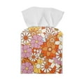 thumbnail image 2 of POLERO Stylish Tissue Box Holder 70s Hippie Floral Square Tissue Cube Cover Leather Facial Organizer for Bathroom, Tabletop, Car, Night Stands, Office, Home, Kitchen, 5.1''X5.1''X5.5'', 2 of 7