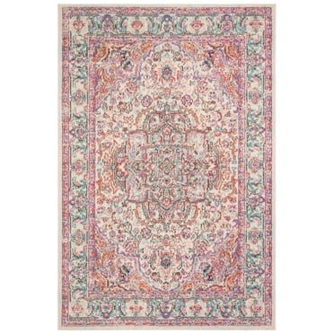SAFAVIEH Madison Edwyna Geometric Area Rug, Beige/Fuchsia, 5'3" x 7'6"