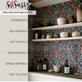thumbnail image 5 of S4Sassy Ikat Floral Print Wallpaper - Asian Style Wall Covering, 25" x 120" Self-Adhesive Textured Vinyl Wallpaper, Walls Wrap, Easy DIY Wall Covering For Bedroom, Living Room, Living Spaces - Blue, 5 of 6