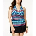 thumbnail image 2 of Profile by Gottex Plus Women's V-Neck Cozumel Halter Tankini Top, Multi, 20W, 2 of 3