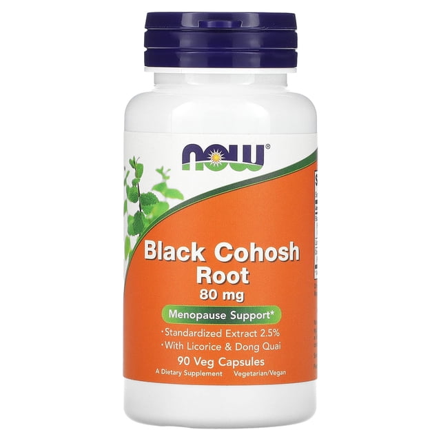 Supplement NOW Foods Black Cohosh 80 mg, ayuda a la menopausia