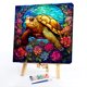 thumbnail image 5 of Kit de pintura por números sobre lienzo, arte al óleo artesanal, imagen de tortuga, decoración de pared del hogar, 40 X 40cm, 5 of 9