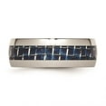 thumbnail image 3 of White Stainless Steel Ring Band Wedding Blue Carbon Fiber Comfort, 3 of 6