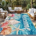 thumbnail image 2 of Coastal Ocean Outdoor Rug 3x5 Ft - Reversible Patio Rug Outdoor Camping Rugs, Summer Wave Starfish Coral Shell Washable Indoor Outdoor Area Rugs, Non-Slip Outdoor Carpet Runner for Deck/Porch, 2 of 8