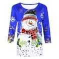 thumbnail image 4 of Bcresic Women's Christmas Snowman Tops Womens Crewneck 3/4 Sleeve Tshrit Cute Xmas Tree Snowflake Graphic Shirts Trendy Festival Printed Tunic Top Fall Basic Tee Casual Blouses,Blue,X-Large, 4 of 6