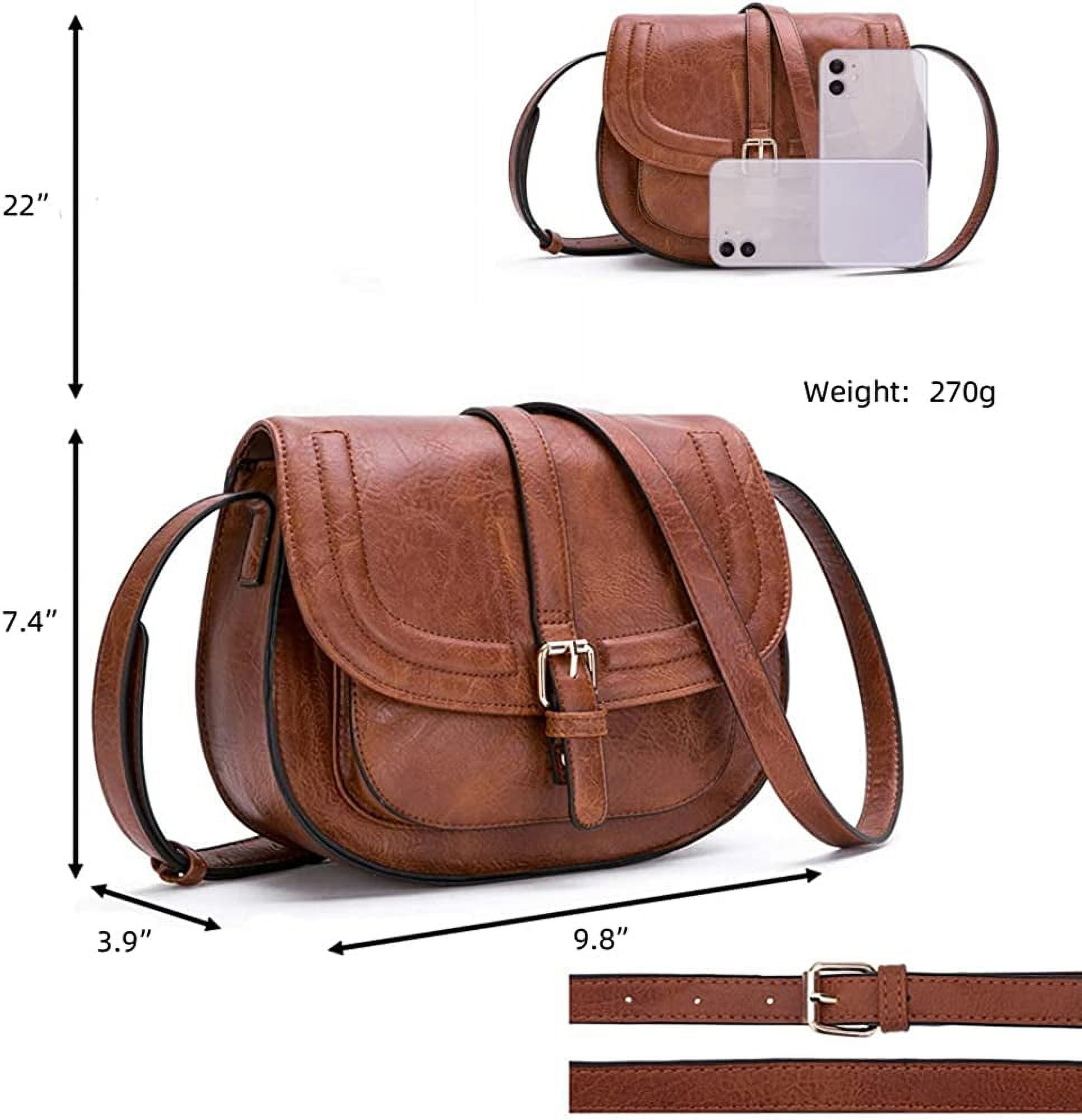 PIKADINGNIS Shoulder Bag for Women Leather Crossbody Purse Retro Satchel Handbag Lightweight Pocketbook