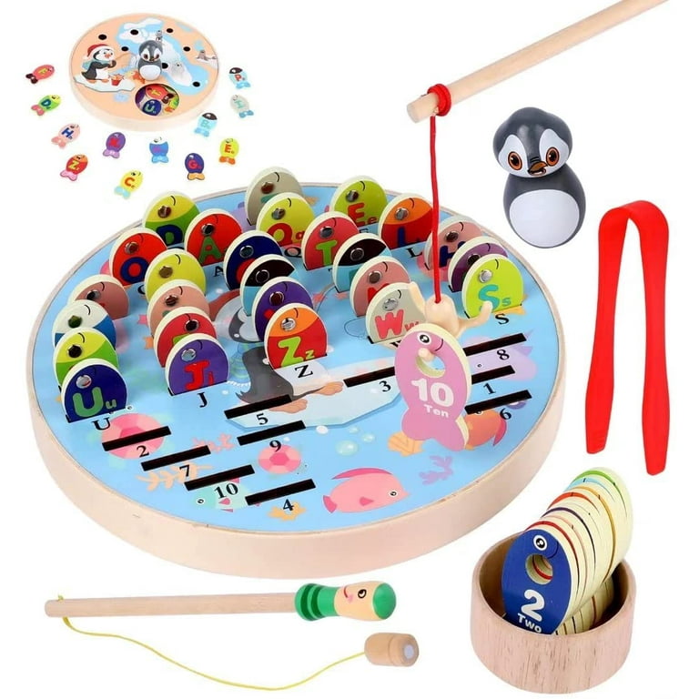 Kid Toy Fishing Game Wooden Magnetic Toy for Preschool Educational