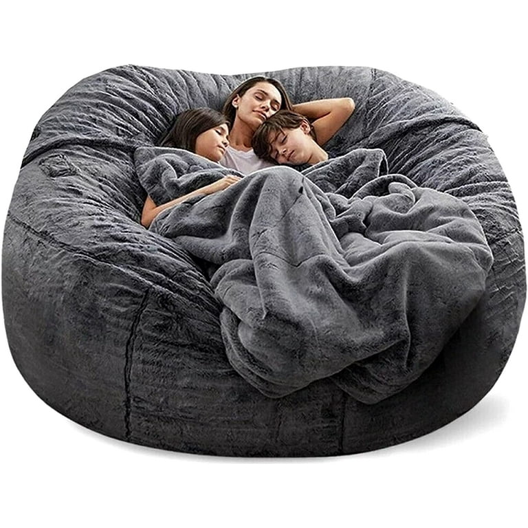 Giant Bean Bag Chair for Kids Adults, 6ft 7ft Bean Bag Chair, Washable  Jumbo Bean Bag Sofa Sack Chair Large Lounger Faux Fur Cover for Dorm Family
