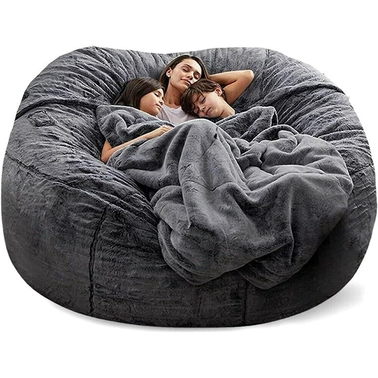 Enasui Bean Bag Chairs, 7ft Giant Bean Bag Chair for Adults, Big Bean Bag  Cover Comfy Large Bean Bag Bed (No Filler, Cover only) Fluffy Lazy Sofa