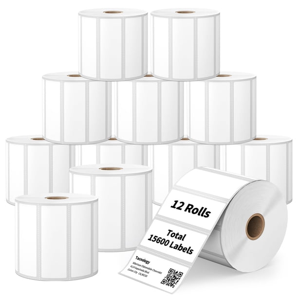 Etiquetas térmicas directas Tacnology 15600, 3 x 1 pulgadas, 12 rollos