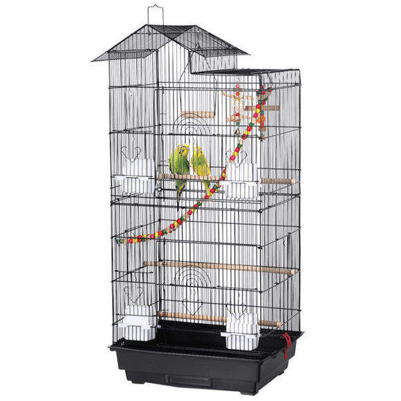 Yaheetech 39'' Bird Cage for Mid-Sized Parrots, Cockatiels or Parakeets, Black