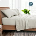thumbnail image 2 of Juego de sábanas ultra suaves Bare Home Colección Premium 1800 3 piezas tamaño Twin XL raya diplomática piedra/blanco, 2 of 7