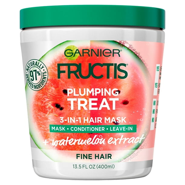 Garnier Fructis Plumping Treat 3in1 Hair Mask, for Fine Hair, 13.5 fl