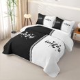 thumbnail image 3 of Erosebridal Romantic Letter Twin Quilt Set for Boys Girls, Heart Print Twin Coverlet Set, Black White, 2 Pieces, 3 of 7