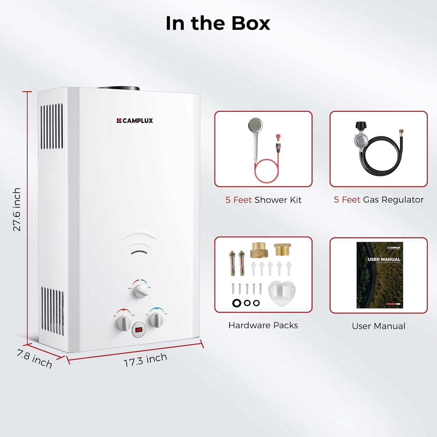 CAMPLUX 136,000 BTU 5.28 GPM Outdoor Propane Water Heater