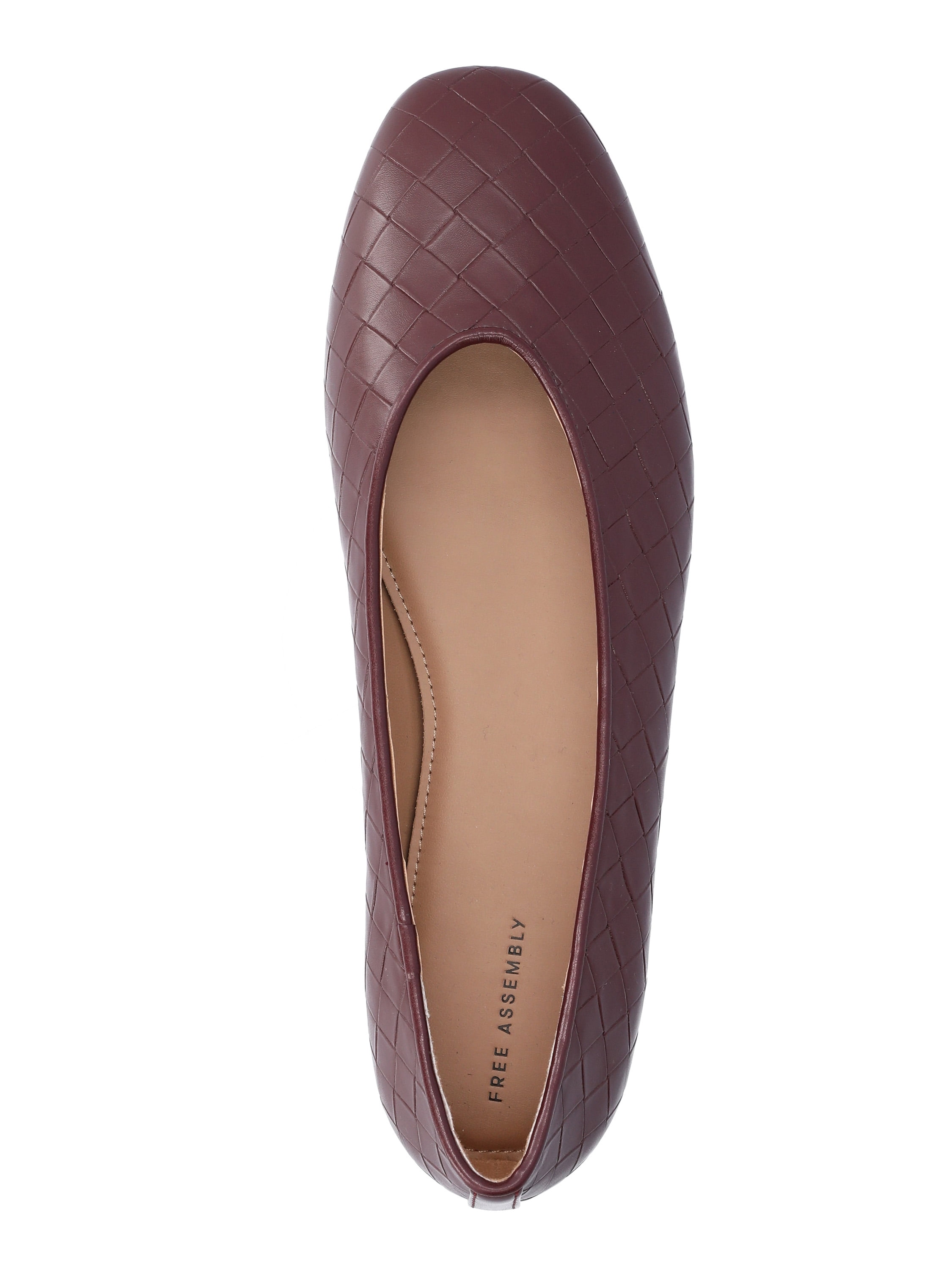 Free Assembly Women's Faux Leather Basketweave Textured Flats, Sizes 6-11