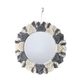 thumbnail image 2 of Espejo de pared colgante de macramé, elegante espejo decorativo redondo hecho a mano para la entrada, Gris blanco, 2 of 9