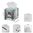 thumbnail image 5 of Yuyamidu Christmas PU Leather Tissue Box Cover Snowman Square Tissue Box Holder for Napkin Facial Paper Easy to Install Toilet Paper Holder with Bottom Belt Christmas Decor Gift for Holiday, 5 of 8