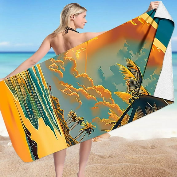 Hawaiian Beach Towel for Women Men Kids Large Quick Dry Swim Towels Lightweight Sand Free Absorbent Microfiber Beach Towels for Adults Swimming Pool Yoga Camping Travel Vacation Gifts