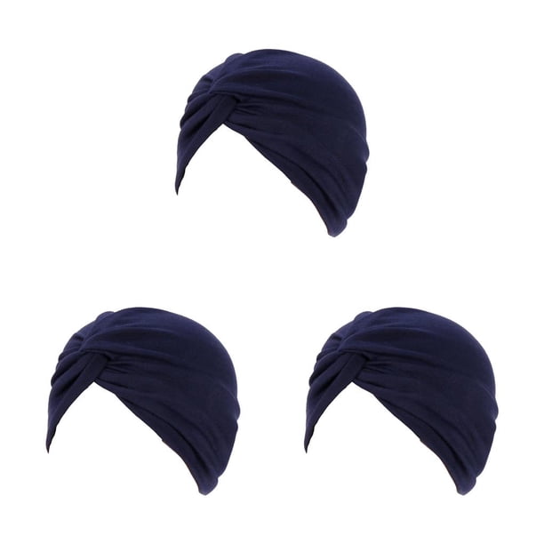 Qarigey Musulmanes Turbante Hijabs Gorras Cruz Pre-Atado Sombrero Indio Transpirable Elasticidad Beanie Chemo Cover Mujeres Headwear azul marino Type1 NO1 Qarigey CBP300382