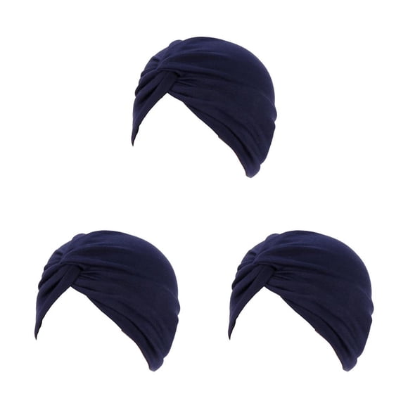 Qarigey Musulmanes Turbante Hijabs Gorras Cruz Pre-Atado Sombrero Indio Transpirable Elasticidad Beanie Chemo Cover Mujeres Headwear azul marino Type1 NO1 Qarigey CBP300382
