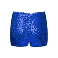thumbnail image 2 of TSSOE Kids Girls Shiny Sequins Dance Shorts Elastic Waistband Jazz Hip Hop Performance Activewear Royal Blue 110-120/11, 2 of 7