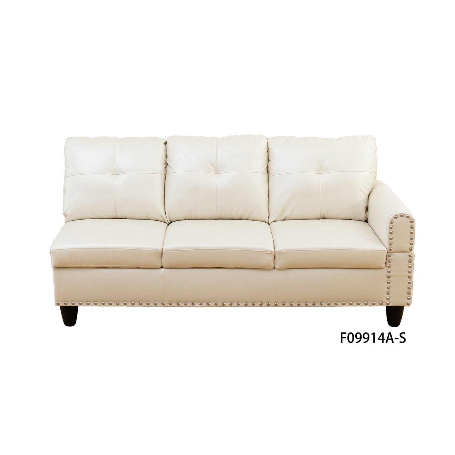 Hommoo Sofa Set, Faux Leather Synthetic Leather 2-Piece Sofa Set,L-Shaped Sectional Couch Set with Right Armrest for Living Room，White（No Ottoman)