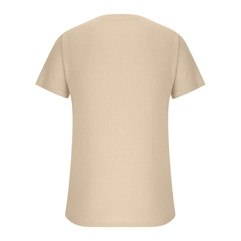 NoxwB Men's Summer Waffle Tee Slim Fit Short Sleeve Crew