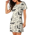 thumbnail image 2 of Gukieu Vintage Moon Fox Print Women's Nightgown, A-line Round Neck Short-sleeved Nightgown Pajamas Home Wear Suitable for Home and Outing, 2 of 6