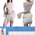 thumbnail image 2 of Cárdigan Top corto de mujer + Faldas irregulares Y2K Conjunto de falda de verano de cárdigan de encaje (Beige M) Kuymtek Beige T M para Mujer, 2 of 6