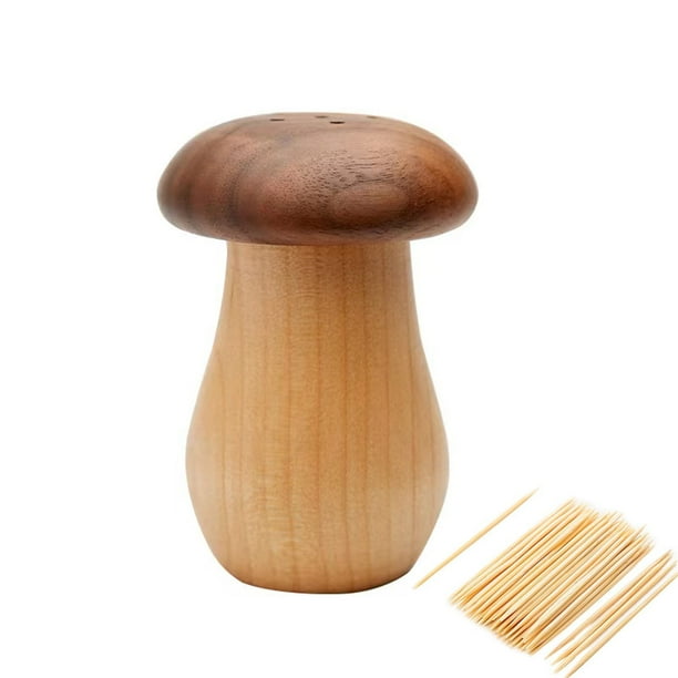 Palillero Agirlvct de madera con forma de hongo, 6 cm x 6 cm x 9 cm