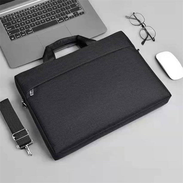 Zhuge Maletín para computadora portátil, bolso de hombro liviano, resistente al agua y a los golpes, funda protectora compatible con computadora portátil de 15,6 pulgadas (negro)