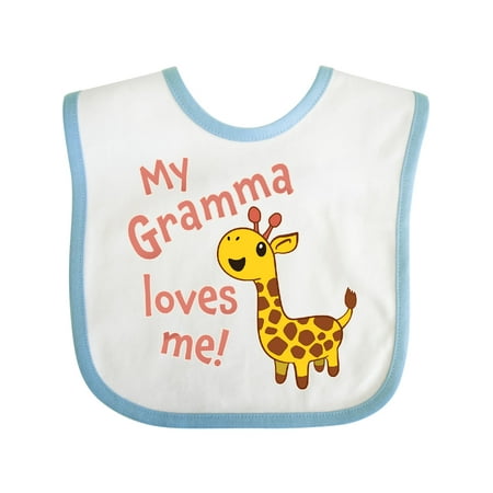 

Inktastic My Gramma Loves Me- Cute Giraffe Gift Baby Boy or Baby Girl Bib