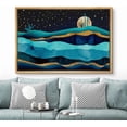 thumbnail image 2 of PixonSign Framed Canvas Print Wall Art Gold Teal Moon Marble Mountain Range Nature Wilderness Illustrations Modern Art Rustic Zen Landscape Colorful - 16"x24" Natural, 2 of 5