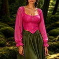 thumbnail image 2 of Women Puff Sleeve Square Neck Zip up Medieval Top Pirate Costume Halloween Cosplay Halloween Costume Women, Size M, 2 of 5
