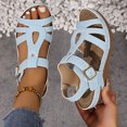 thumbnail image 3 of Rokment Women's Platform Wedges Gladiator Dressy Sandals Vintage Casual Leather Hollow out Chunky High Heels Ankle Strap Dress Sandals for Beach Summer 2026 Sky Blue Size 9, 3 of 7