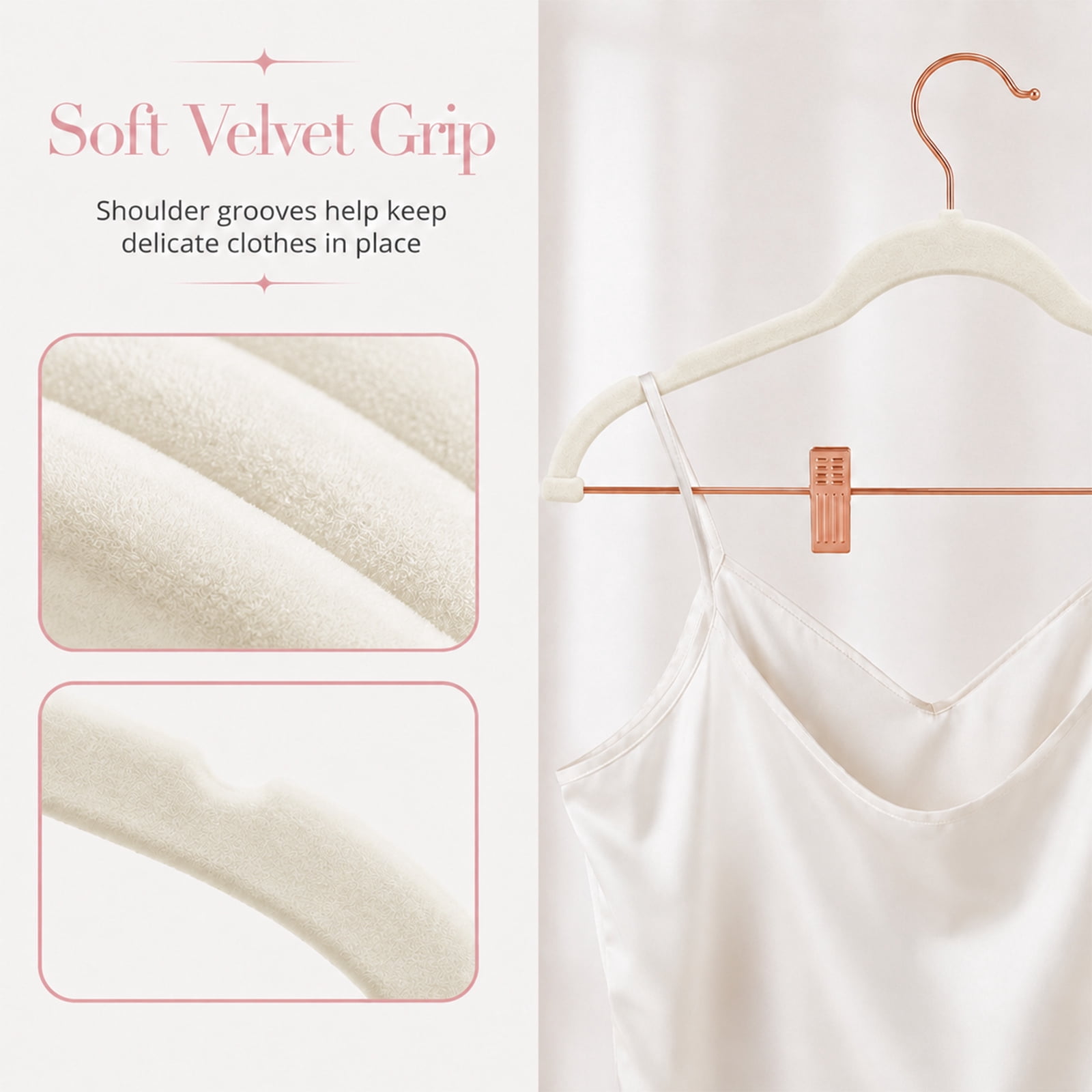 ACSTEP 24 Pack Velvet Pants Hangers with Adjustable Clips, Non-Slip Slim Skirt Hangers for Pants, Jeans, Dresses & Closet Organization, White