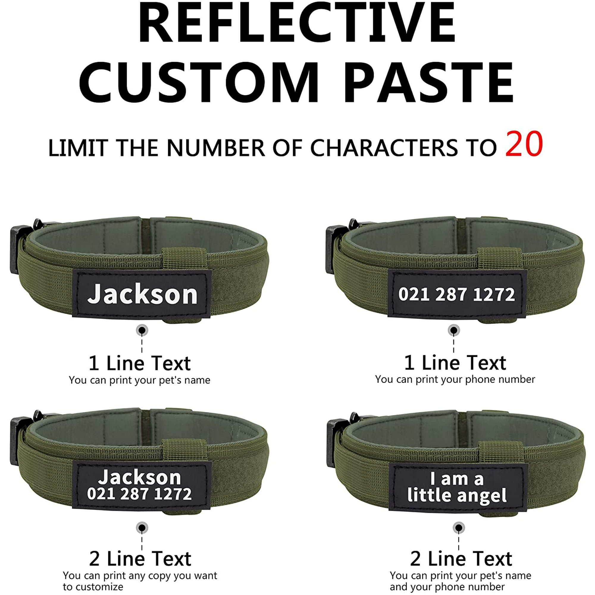 IGUOHAO Customized Military Dog Collar Nylon Tactical Dog Collar with Nameplate Dog Collars with Heavy Duty Metal Buckle for Dog Training for Medium Large Dogs Green XL Walmart