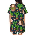 thumbnail image 3 of Bixox Women's Cute Hedgehogs Cactus Blue Printed Pajama Set 2 Piece Lounge Set Top and Shorts Soft Pajamas, Shorts with Pockets, 3 of 7