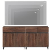 Modern Sideboard with Adjustable Shelf and Metal Base Walnut