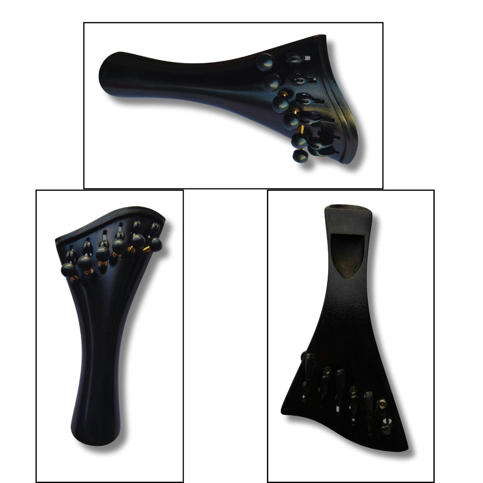 Violin Tailpiece 5 String Harp Model Round 4/4, Light Tuners, Crafted from Premium Ebony Wood, 6 String Harp Round SET OF 1 PCS