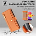 thumbnail image 7 of Zipper Wallet Case for Samsung Galaxy S22 Ultra, Crossbody Lanyard Shoulder Strap & Wrist Hand Strap Handbag Cover, Premium Leather 6 Card Slots Holder Kickstand Magnetic Flip Folio Case, Orange, 7 of 7