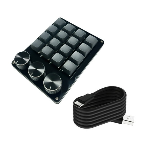 Programmable 16Key Macro Keypad with 3Customs Knobs Hot Swappable Mechanical Switches for Gaming Efficient Programming